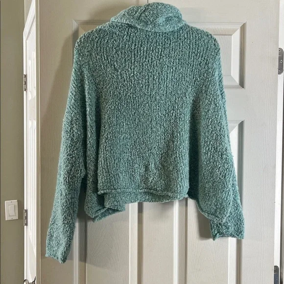 Free People Textured Teal Cowl Neck Sweater - Picture 5 of 5